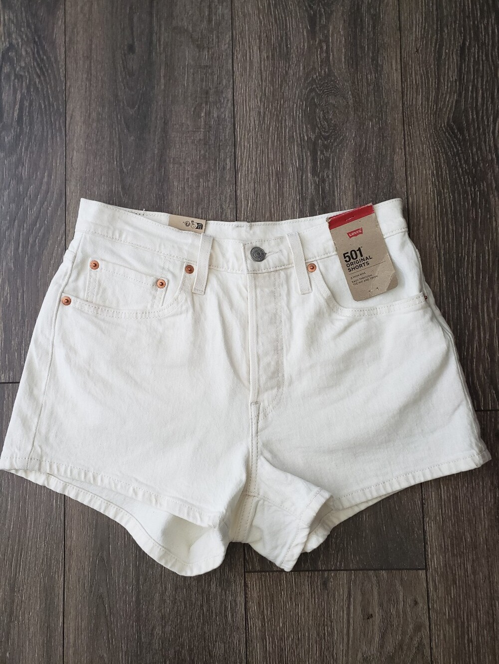NEW Levi's 501 High-Rise Cream Disco Nights  Women's Denim Shorts Size 27